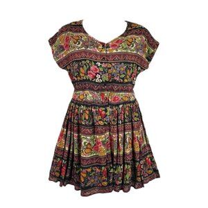 Erika Taylor Sport Womens Vintage Fruit Floral Print Flowy Romper Size M